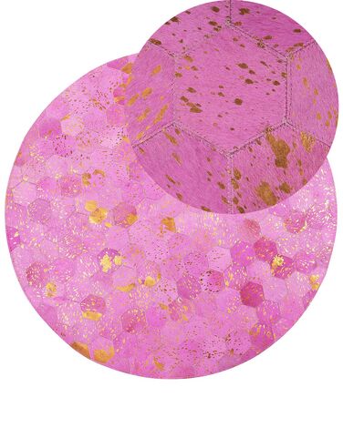Tappeto in pelle rosa ⌀ 140 cm ZEYTIN