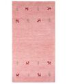 Alfombra gabbeh de lana rosa fucsia 80 x 150 cm YULAFI_870299