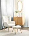Boucle Wingback Chair with Footstool Off White VEJLE II_901563