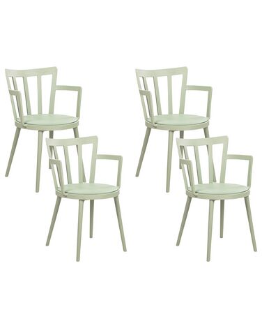 Conjunto de 4 sillas de comedor de plástico verdes MORILL