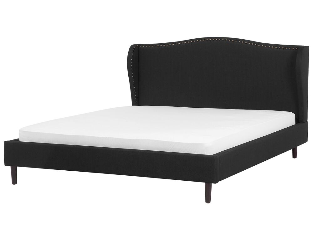 Fabric EU Super King Size Bed Black COLMAR Beliani.co.uk