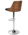 Conjunto de 2 sillas de bar de piel sintética negro/madera oscura/plateado VANCOUVER_869572