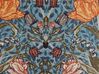 Set of 2 Velvet Fringed Cushions with Flower Pattern 45 x 45 cm Blue and Orange MITELLA_838744