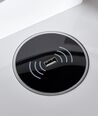 Schminktisch mit ovalem LED-Spiegel Hocker 4 Schubladen USB-Port weiß / schwarz SOYE_845481