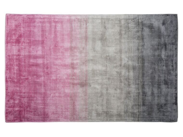 Alfombra de viscosa rosa/gris claro 140 x 200 cm ERCIS_710149