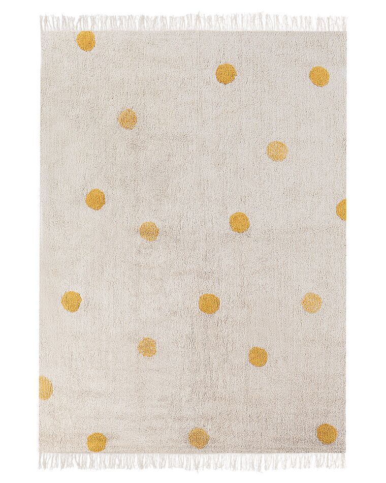 Tapis enfant en coton beige et jaune 140 x 200 cm DARDERE_906587
