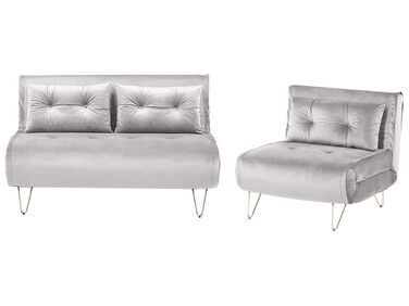 Sofa Set Samtstoff grau 3-Sitzer VESTFOLD