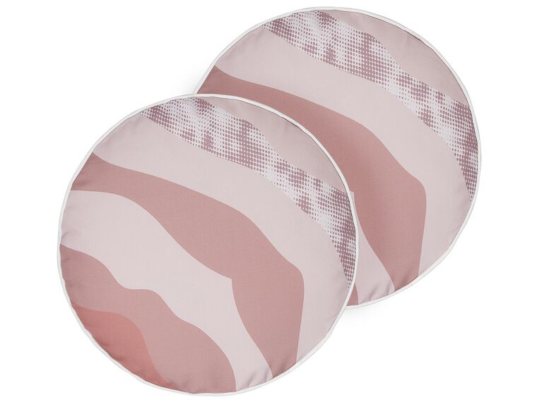 Set of 2 Outdoor Cushions Abstract Pattern ⌀ 40 cm  Pink CAMPEI_881550