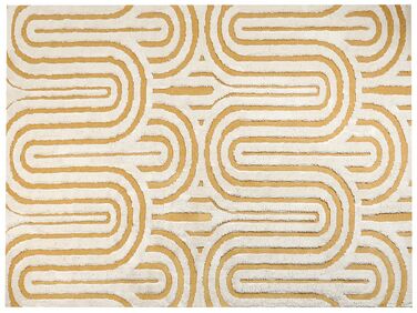 Teppich Baumwolle cremeweiß / gelb 300 x 400 cm abstraktes Muster PERAI