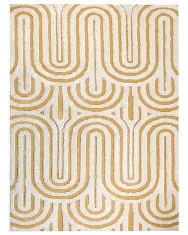 Teppich Baumwolle cremeweiss / gelb 300 x 400 cm abstraktes Muster PERAI