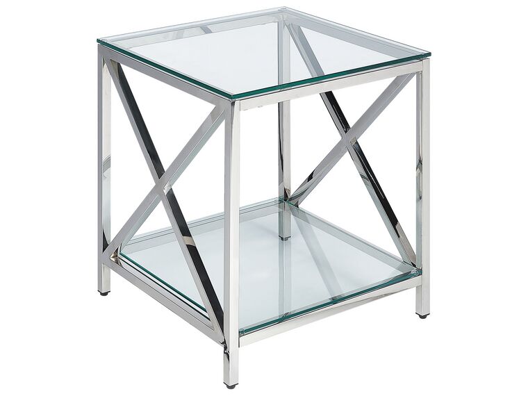 Glass Top Side Table Silver AUDET_857911