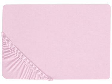 Bawełniane prześcieradło z gumką 180 x 200 cm różowe JANBU