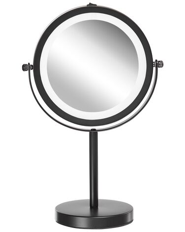 Verlichte zwarte make-up spiegel ø 17 cm TUCHAN