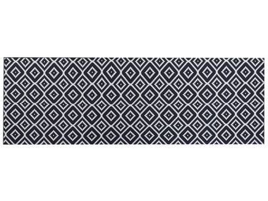 Teppich schwarz / weiß 80 x 240 cm geometrisches Muster Kurzflor KARUNGAL