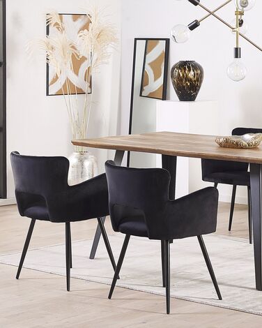 Set of 2 Velvet Dining Chairs Black SANILAC
