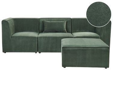 3-Sitzer Sofa Cord dunkelgrün mit Ottomane LEMVIG