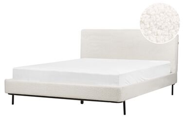 Łóżko boucle 160 x 200 cm białe CORIO
