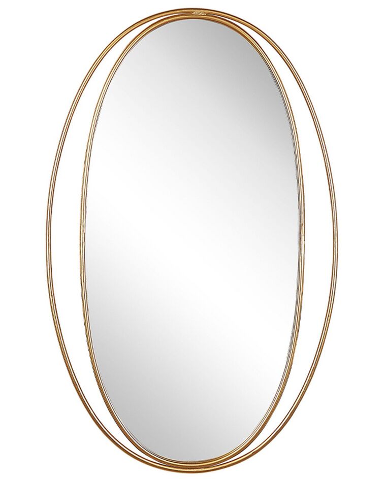Specchio da parete di forma ovale in color oro 90x55 BESSON_747442