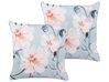 Set of 2 Outdoor Cushions Floral Pattern 45 x 45 cm Blue APRICALE_880925