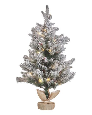 Frosted Christmas Tree Pre-Lit in Jute Bag 90 cm Green MALIGNE