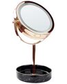 Kosmetikspiegel roségold / schwarz mit LED-Beleuchtung ø 26 cm SAVOIE_848164