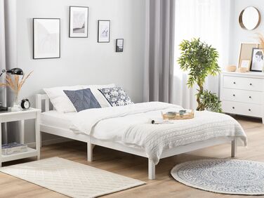 Wooden EU Super King Size Bed White FLORAC