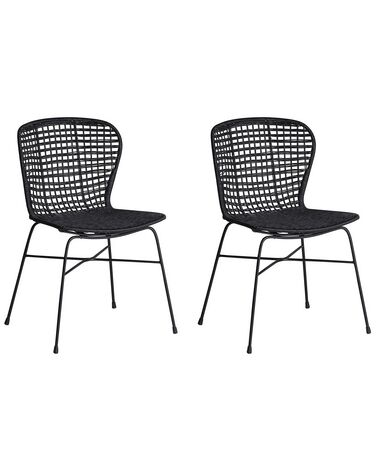 Conjunto de 2 sillas de comedor de ratán negro ELFROS
