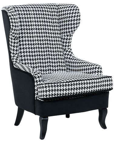 Fabric Armchair Houndstooth Black and White MOLDE