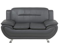 2-istuttava harmaa keinonahkainen sohva LEIRA 2-istuttava harmaa keinonahkainen sohva LEIRA
