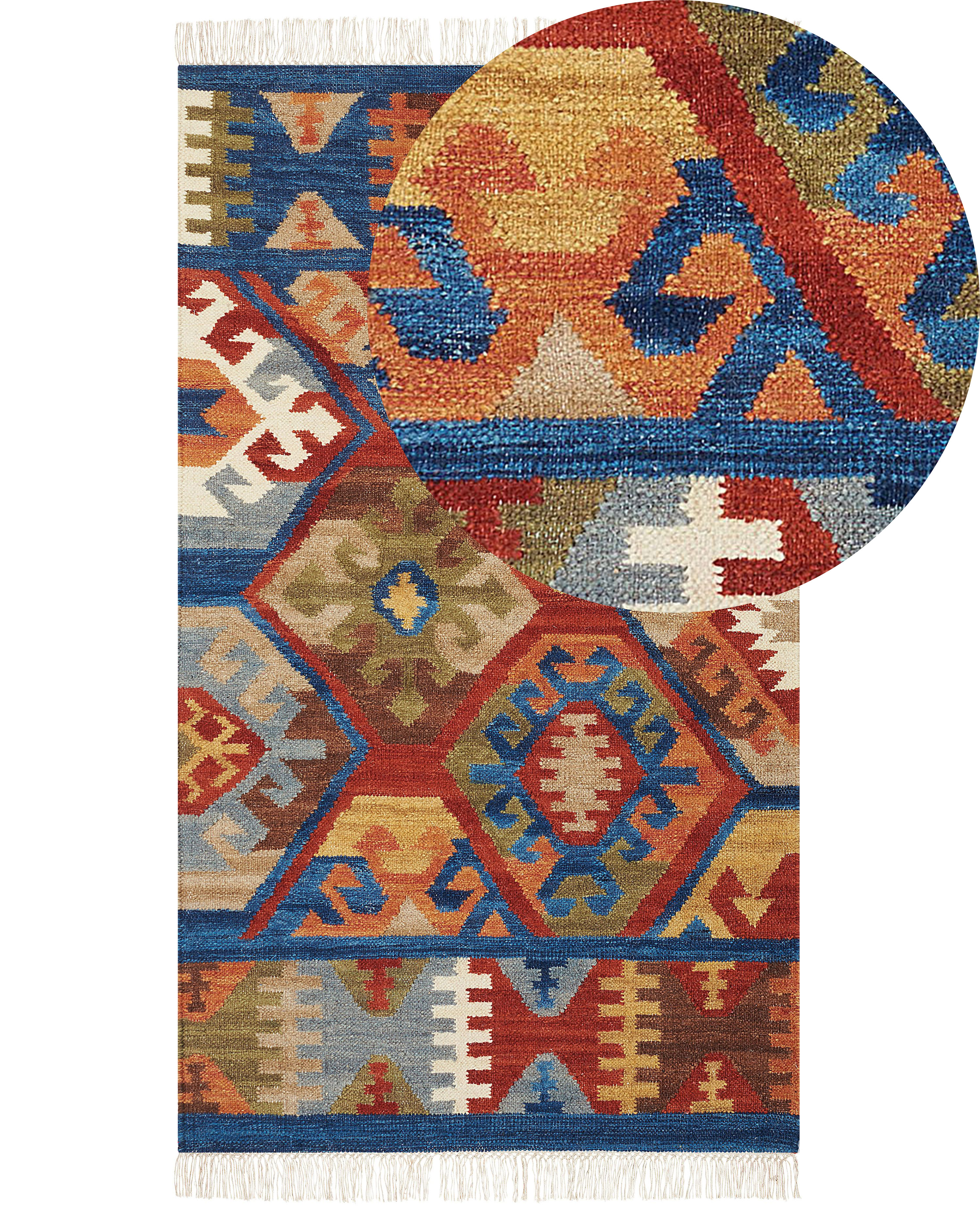 Tapis kilim en laine multicolore 80 x 150 cm JRVESH_859168