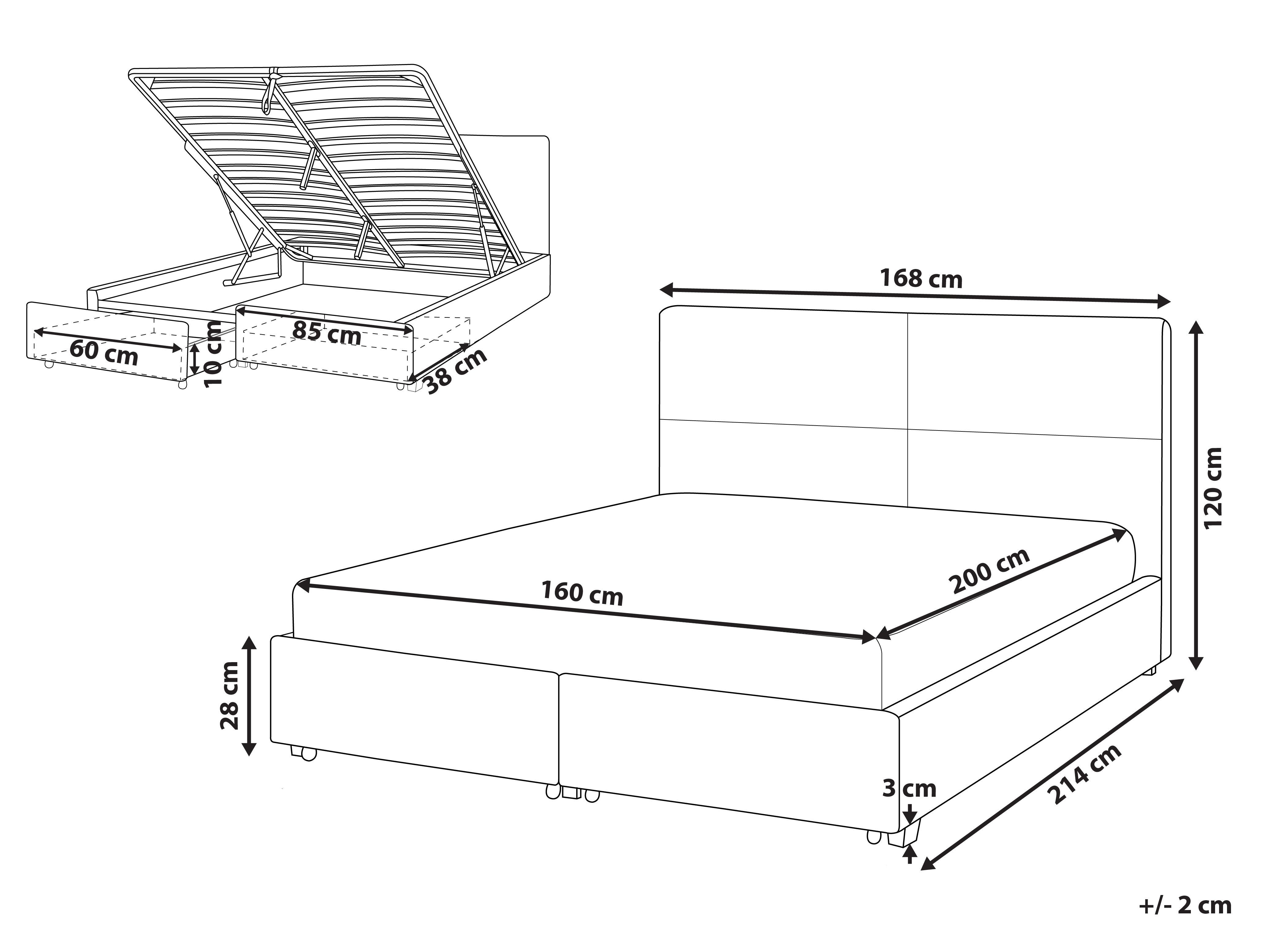 Bed met opbergruimte fluweel blauw VERNOYES Beliani.nl