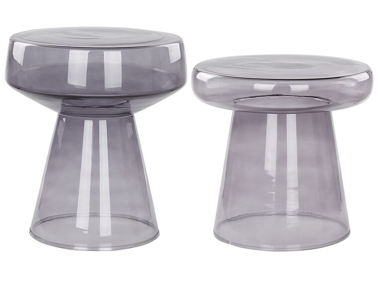Conjunto de 2 mesas auxiliares de vidrio gris LAGUNA/CALDERA_883269