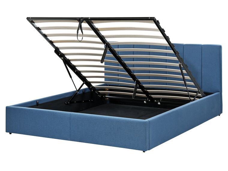 Čalouněná postel s úložným prostorem 160 x 200 cm modrá DREUX_861094