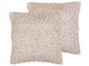 Set of 2 Embroidered Cotton Cushions Geometric Pattern 45 x 45 cm Beige CORYDALIS_816937