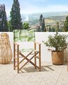 Conjunto de 2 sillas de jardín de madera de acacia clara con tela blanco/verde claro CINE_819390
