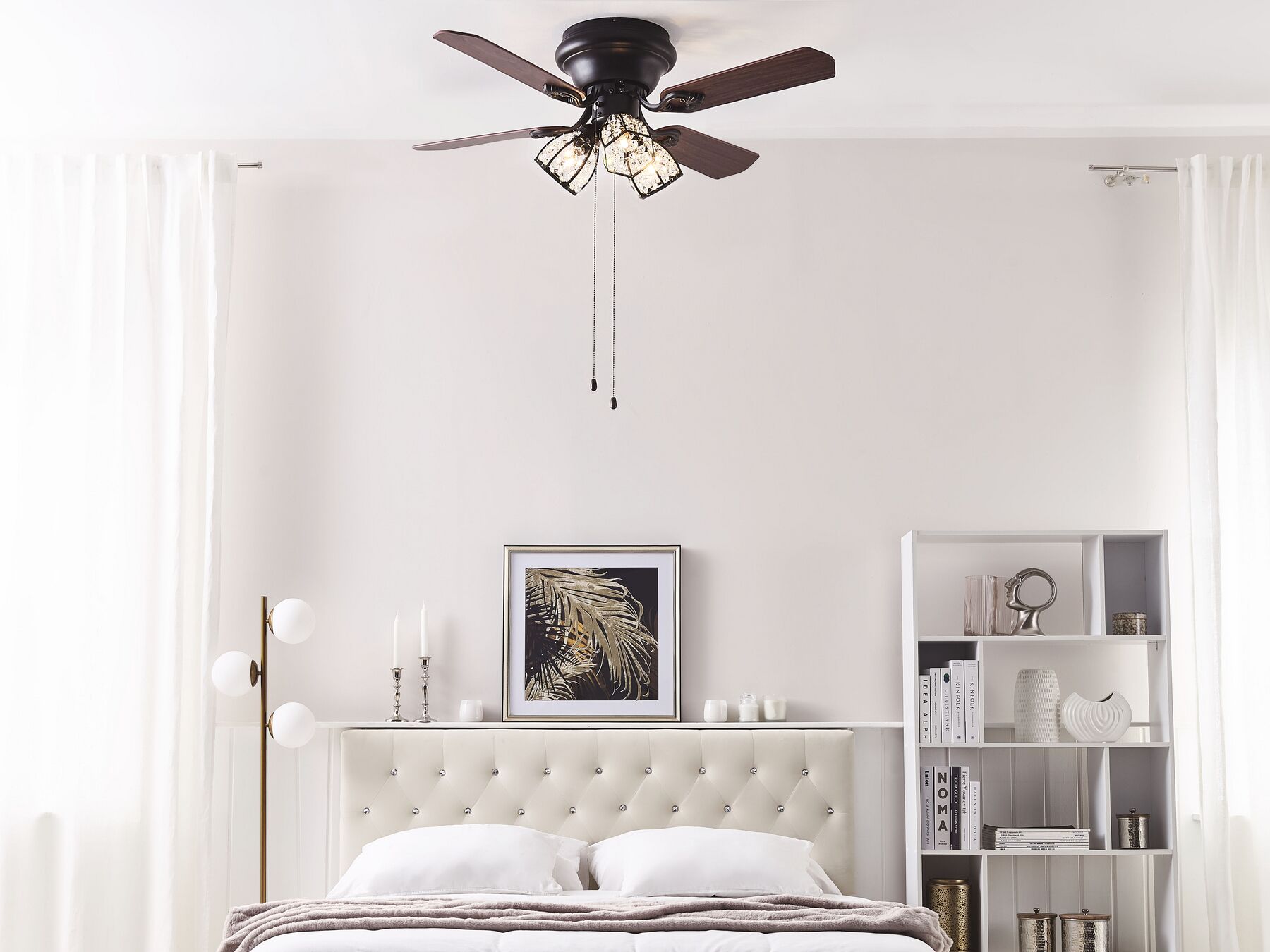 Deckenventilator mit Licht dunkler Holzfarbton / schwarz SALWEEN