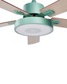 Ventilateur de plafond avec lumière vert clair et bois clair HOBBLE_862444