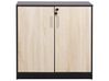 2 Door Storage Cabinet 80 cm Light Wood and Black ZEHNA_885464