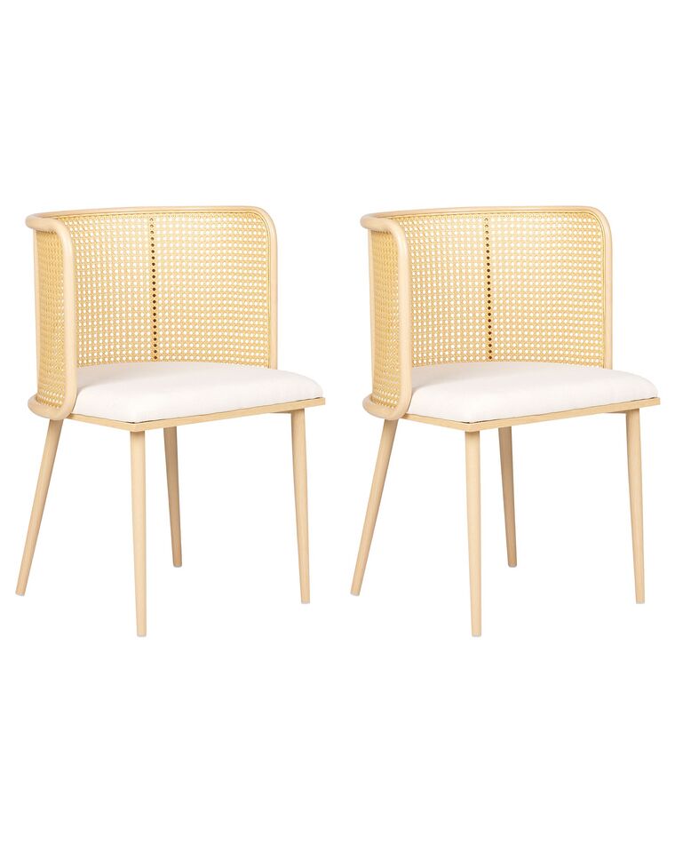 Lot de 2 chaises en métal crème et bois clair KOBUK_888087