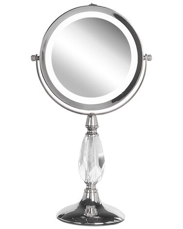 Miroir de maquillage avec LED ø 18 cm argenté MAURY