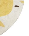 Teppich Baumwolle hellbeige / gelb ø 140 cm Zitronenmuster Kurzflor MAWAND_903875