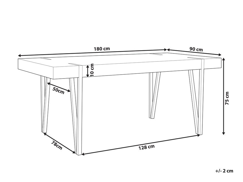 Tavolo da pranzo legno scuro e nero 180 x 90 cm ADENA 