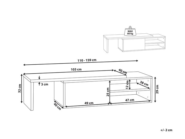 TV Stand White and Dark Wood YONKERS Beliani.co.uk
