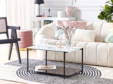Sofabord marmoreffekt svart/hvit GLOSTER