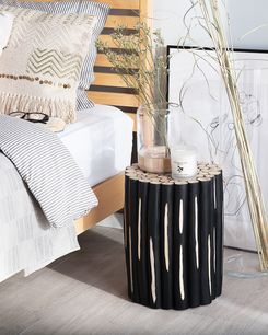 Yöpöytä tiikki musta/vaalea puu ALTATA Yöpöytä tiikki musta/vaalea puu ALTATA