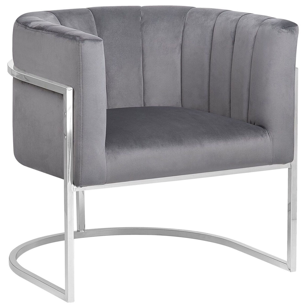 Fotel welurowy szary LARVIK