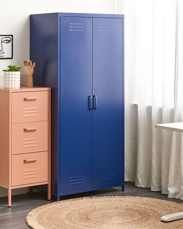 2 Door Metal Storage Cabinet Navy Blue VARNA