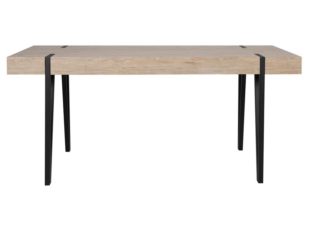 Esstisch heller Holzfarbton / schwarz 150 x 90 cm ADENA | Beliani.de