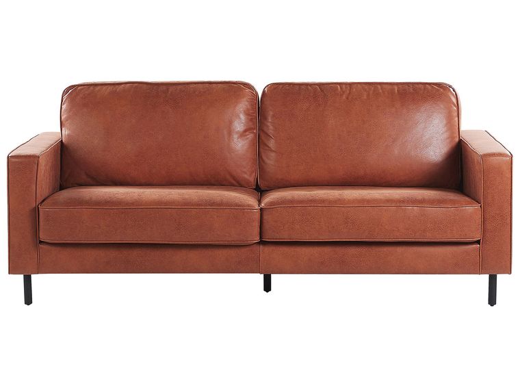 Faux Leather Living Room Set Golden Brown SAVALEN Beliani.co.uk