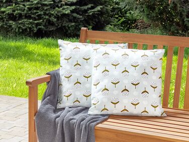 Set of 2 Outdoor Cushions Geometric Pattern 45 x 45 cm Light Green CUNEO